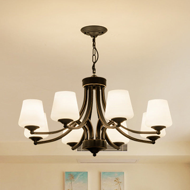Black Bud Shade Ceiling Lighting Traditional Handblown Glass Living Room Chandelier Light Fixture