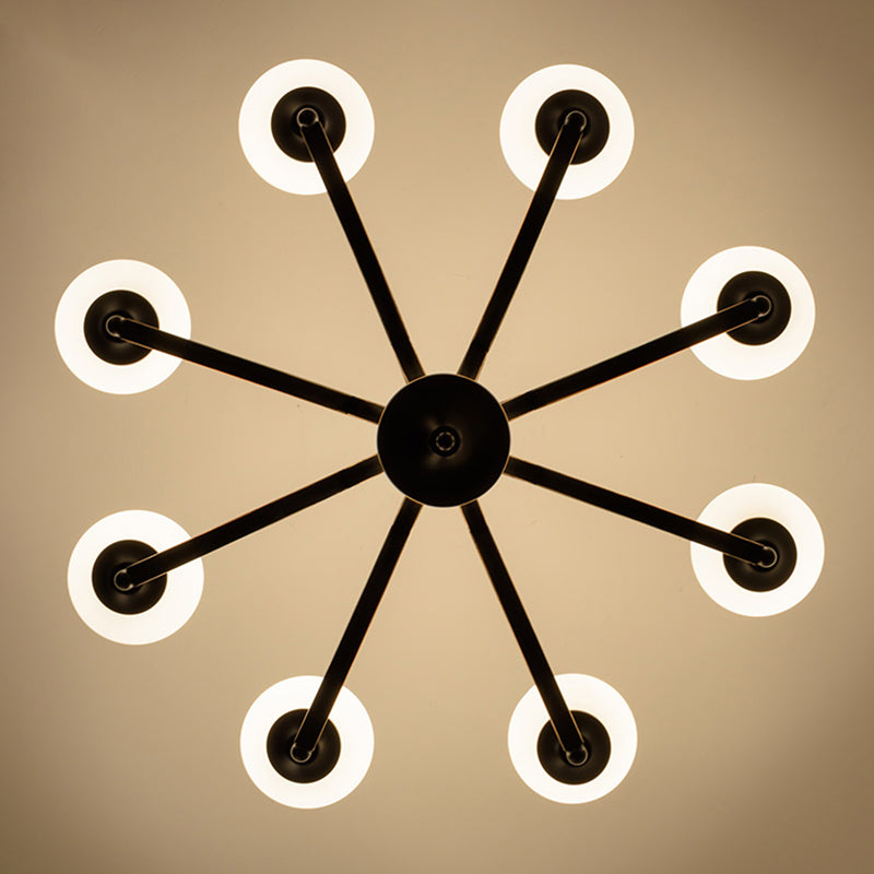 Black Bud Shade Ceiling Lighting Traditional Handblown Glass Living Room Chandelier Light Fixture