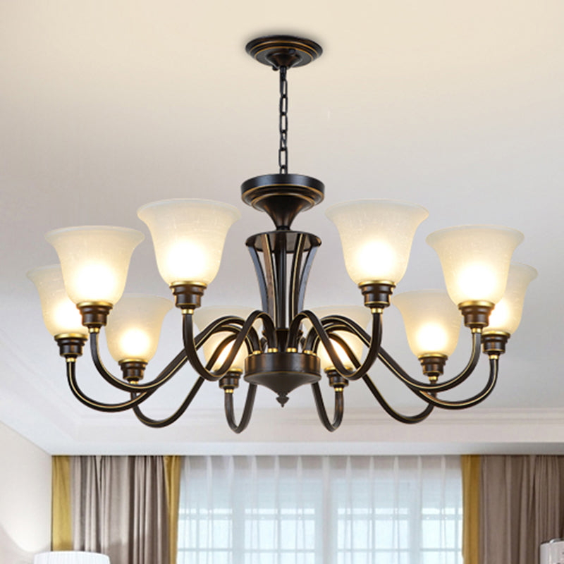 Handblown Glass Bell Suspension Light Rustic Living Room Chandelier Light Fixture