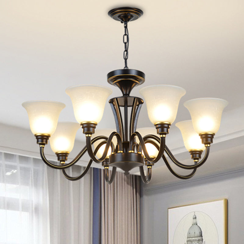 Handblown Glass Bell Suspension Light Rustic Living Room Chandelier Light Fixture