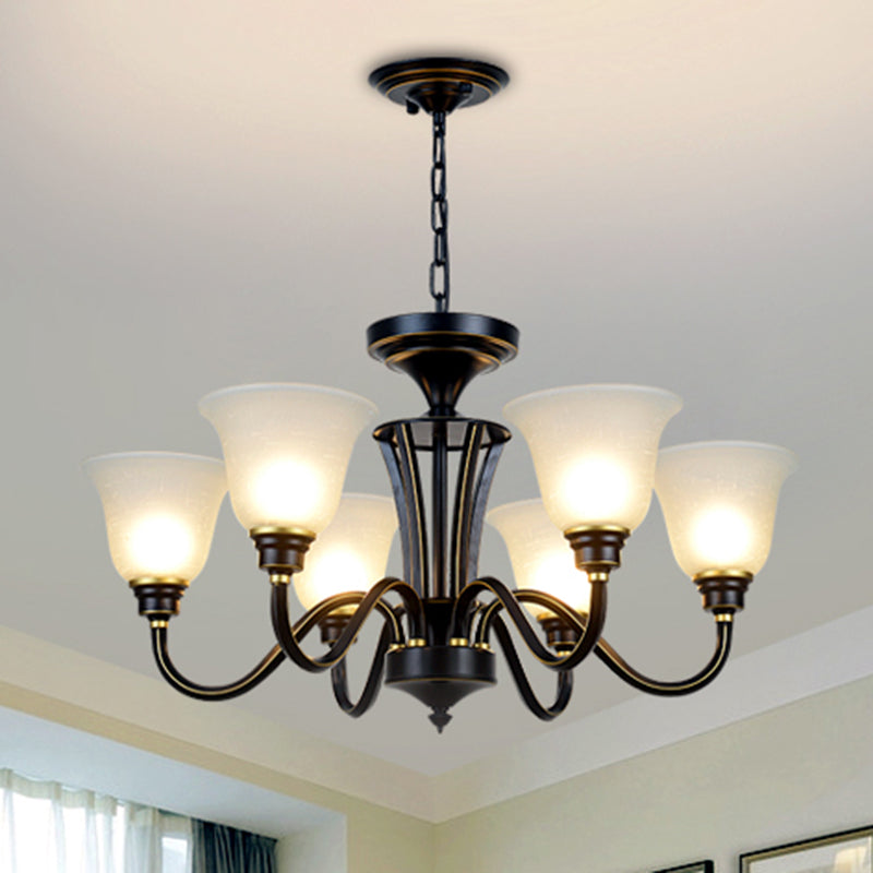 Handblown Glass Bell Suspension Light Rustic Living Room Chandelier Light Fixture