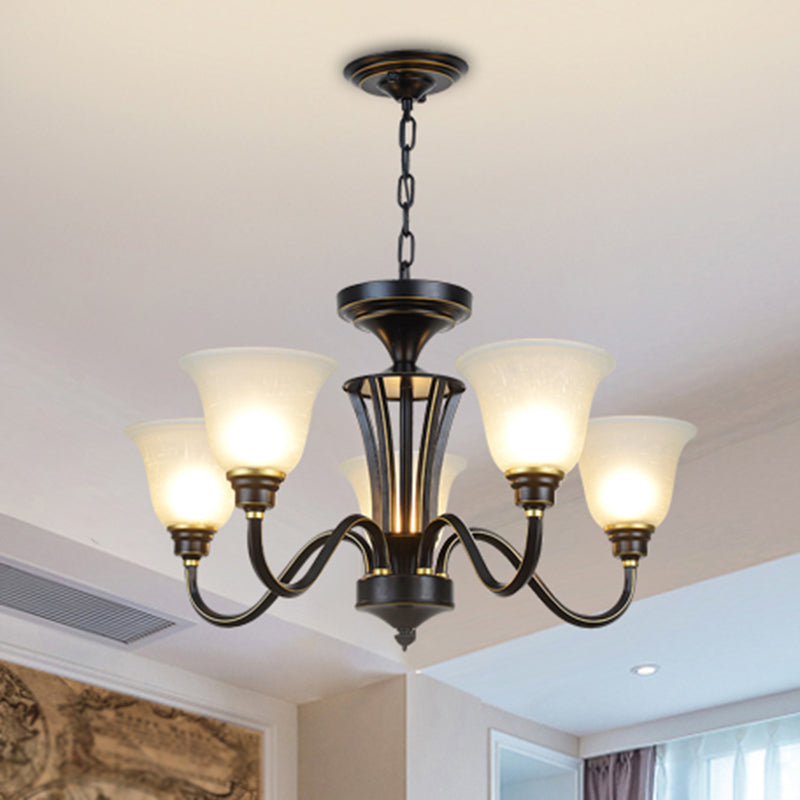 Handblown Glass Bell Suspension Light Rustic Living Room Chandelier Light Fixture