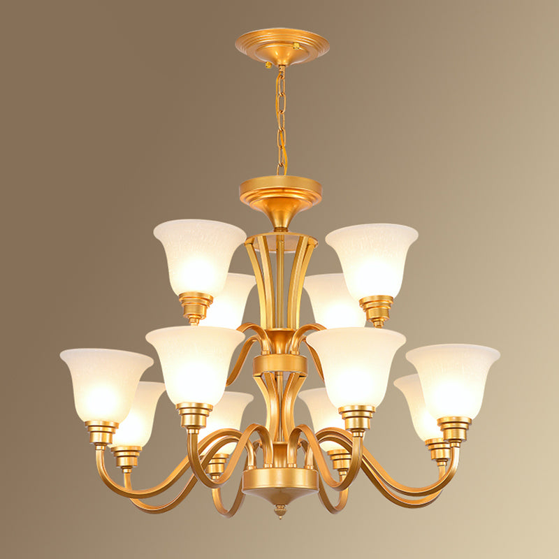 Handblown Glass Bell Suspension Light Rustic Living Room Chandelier Light Fixture