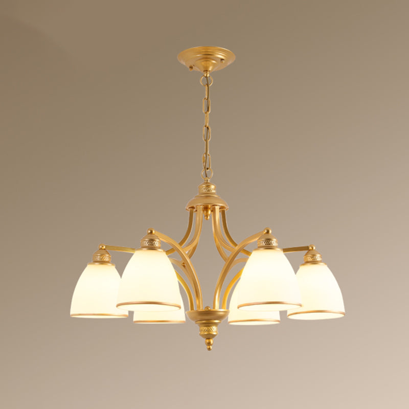 Luz de lámpara de lámpara de campana clásica Luz de colgante de vidrio Opal para sala de estar