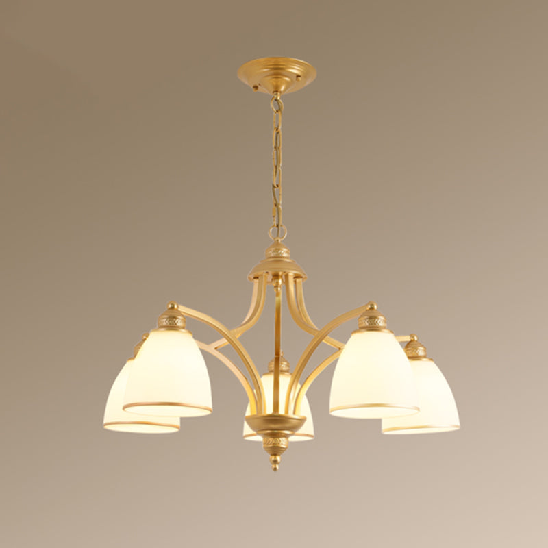 Luz de lámpara de lámpara de campana clásica Luz de colgante de vidrio Opal para sala de estar