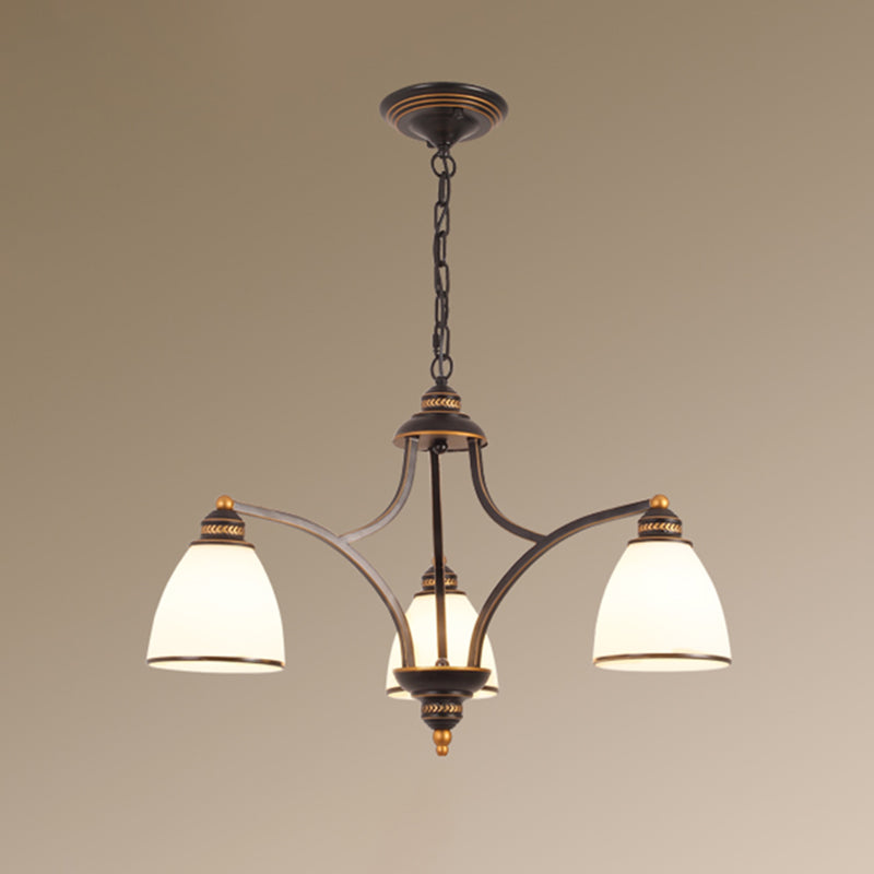 Luz de lámpara de lámpara de campana clásica Luz de colgante de vidrio Opal para sala de estar