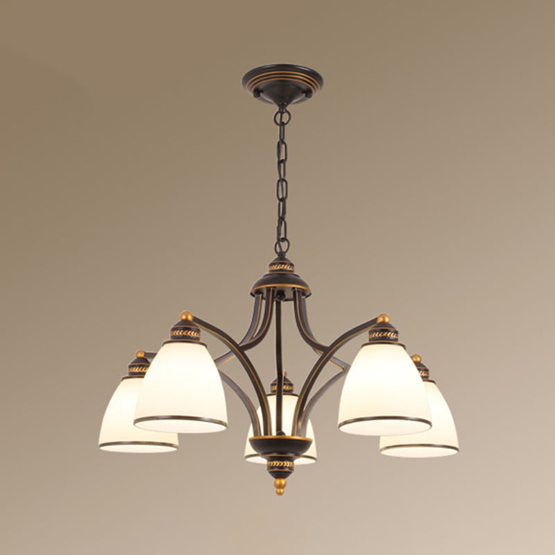Luz de lámpara de lámpara de campana clásica Luz de colgante de vidrio Opal para sala de estar