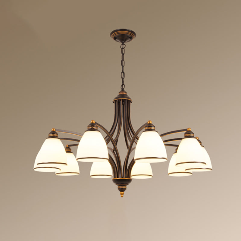 Luz de lámpara de lámpara de campana clásica Luz de colgante de vidrio Opal para sala de estar