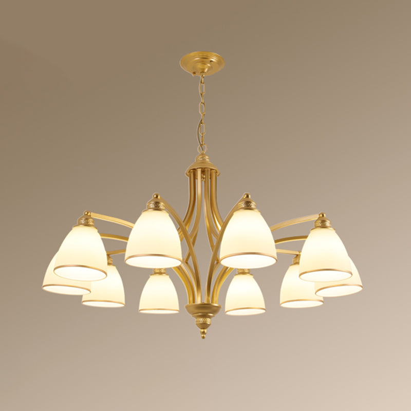 Luz de lámpara de lámpara de campana clásica Luz de colgante de vidrio Opal para sala de estar