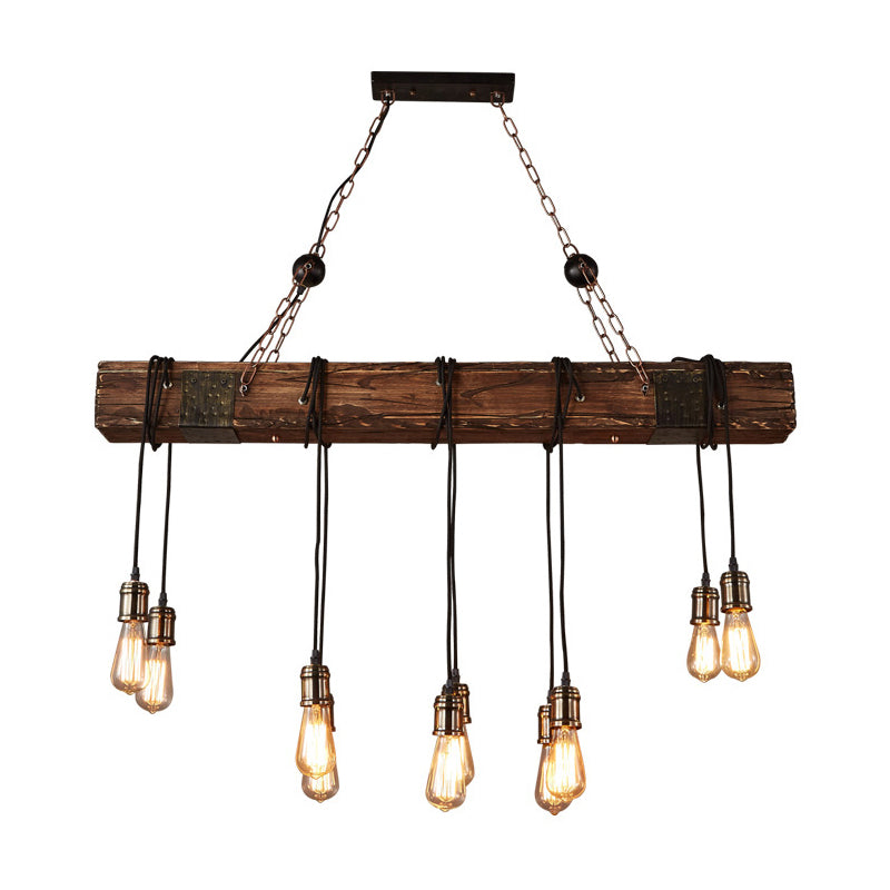 Open Bulb Metallic Pendant Light Vintage Style Restaurant Hanging Island Lighting
