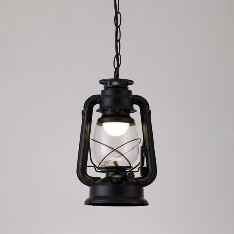 1 Bulb Hanging Light Simplicity Lantern Metallic Kerosene Lighting for Restaurant