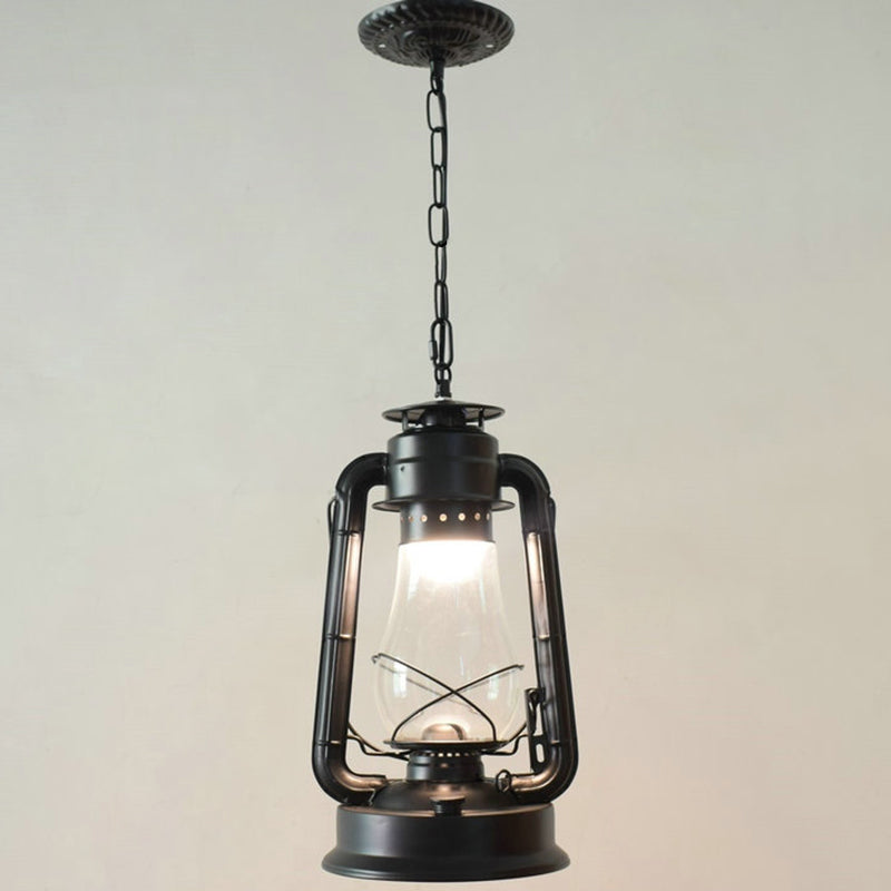 1 Bulb Hanging Light Simplicity Lantern Metallic Kerosene Lighting for Restaurant