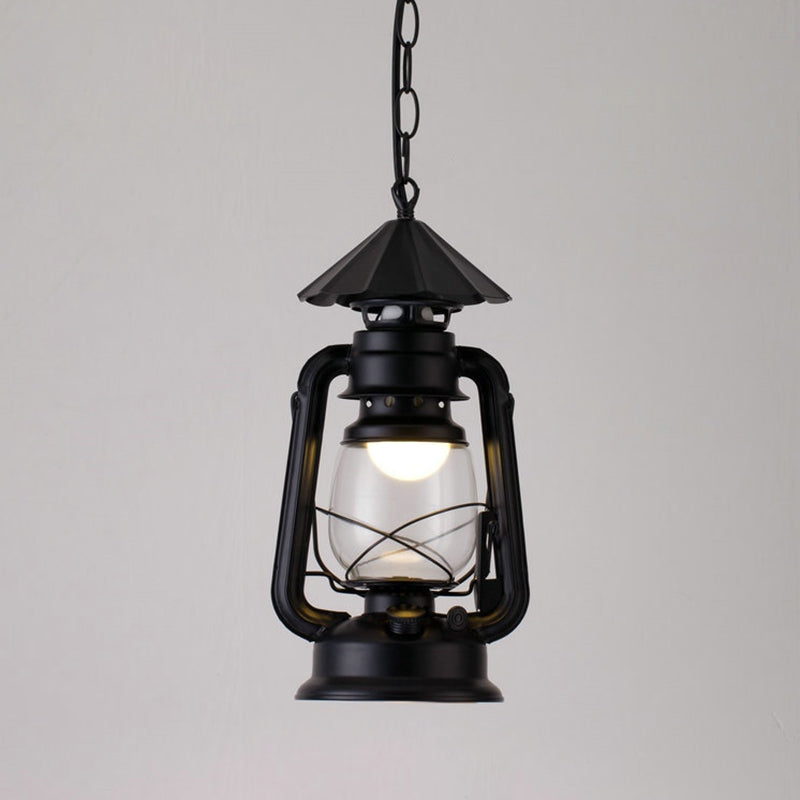 1 Bulb Hanging Light Simplicity Lantern Metallic Kerosene Lighting for Restaurant