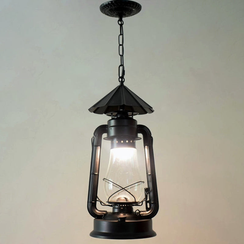 1 Bulb Hanging Light Simplicity Lantern Metallic Kerosene Lighting for Restaurant