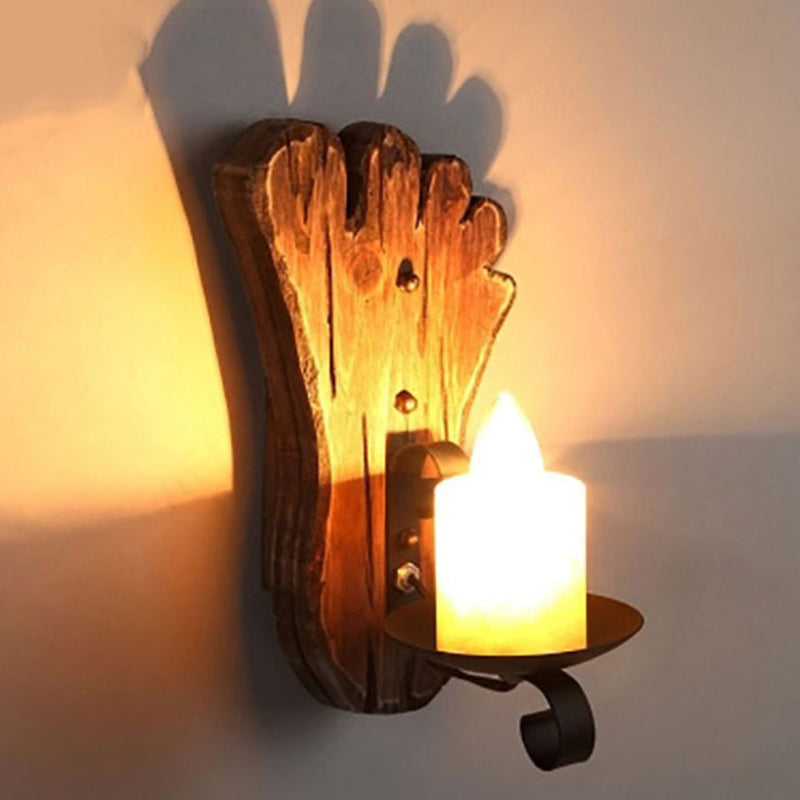 Schattierte Glaswandlampe Küste ein Bulb Restaurant Wandleuchte in Holz