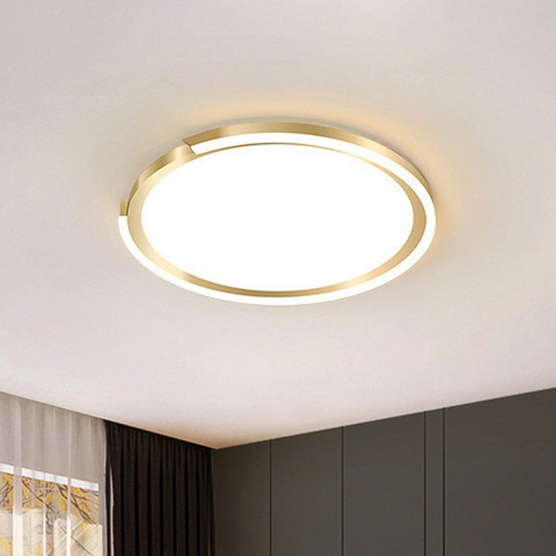 Extra dunne ronde LED-inbouwlamp Eenvoud Metallic slaapkamer inbouwplafondlamp in goud