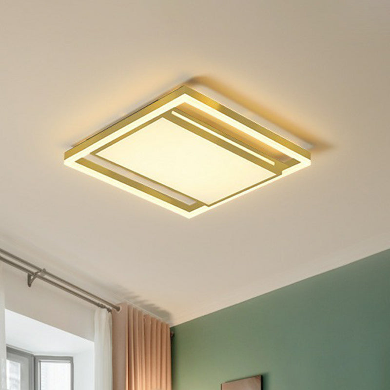 Éclairage encastré géométrique pour salon, luminaire encastré LED minimaliste en acrylique en or