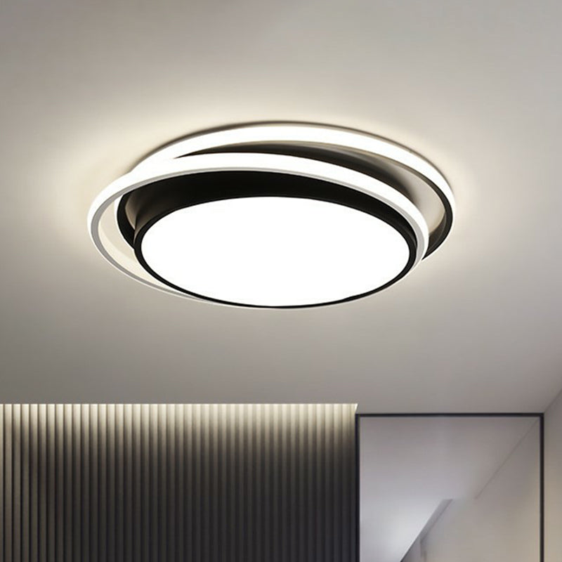Circulair Flush Plafond Licht Hedendaagse Acryl Slaapkamer LED Flush Mount Verlichting Fixture in Zwart