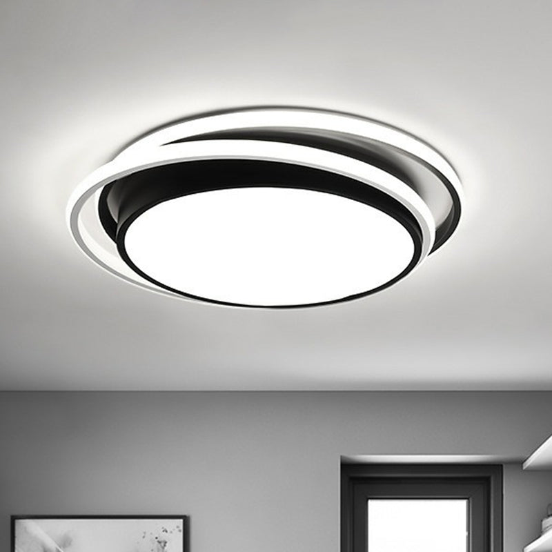 Circulair Flush Plafond Licht Hedendaagse Acryl Slaapkamer LED Flush Mount Verlichting Fixture in Zwart