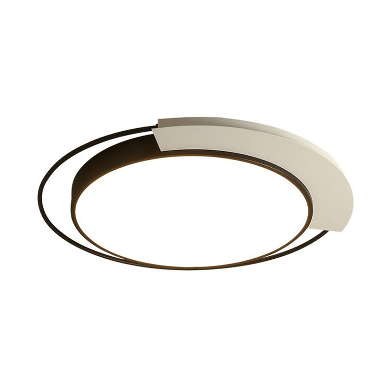 Nordic Circular Flush Mount Lighting Acrylic Living Room LED Flush Mount Fixture in Black and White