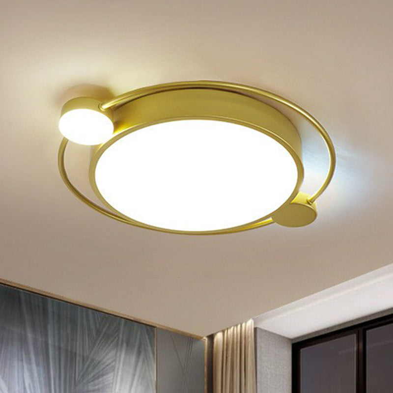 Ronde Shade Bedroom LED Flush Mount Acrylique Modern Flushmount Ceiling Light in Gold