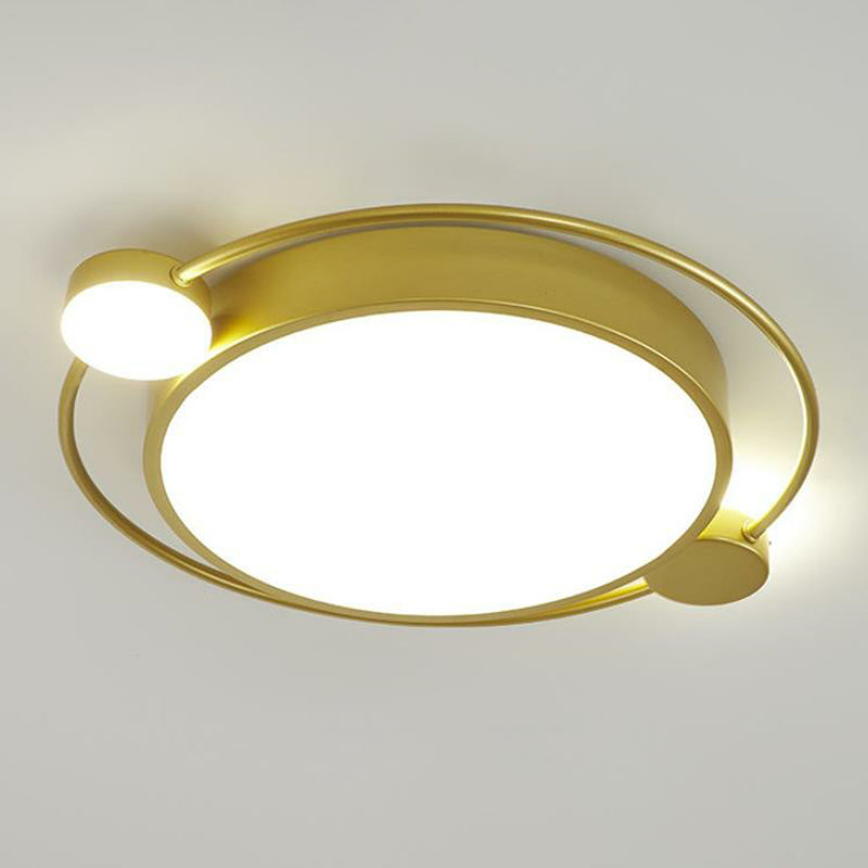 Ronde Shade Bedroom LED Flush Mount Acrylique Modern Flushmount Ceiling Light in Gold