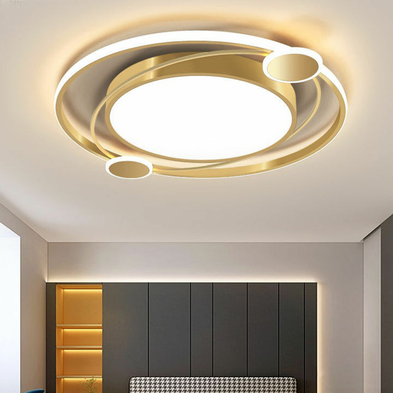 Nordic Style Planet Flush Ceiling Light Metal Living Room LED Flush Mount Lighting Fixture in Gold