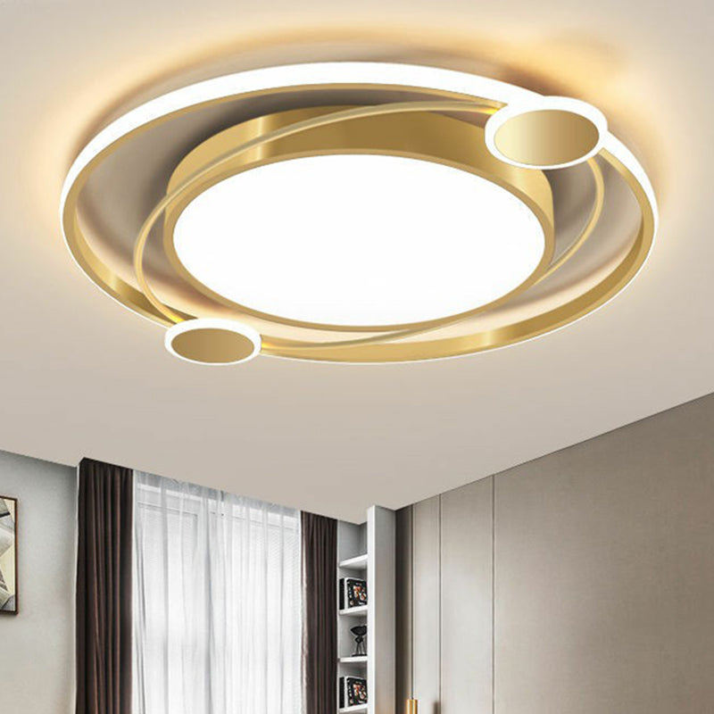 Style nordique Planète Plafonnier En Métal Salon LED Encastré Luminaire en Or