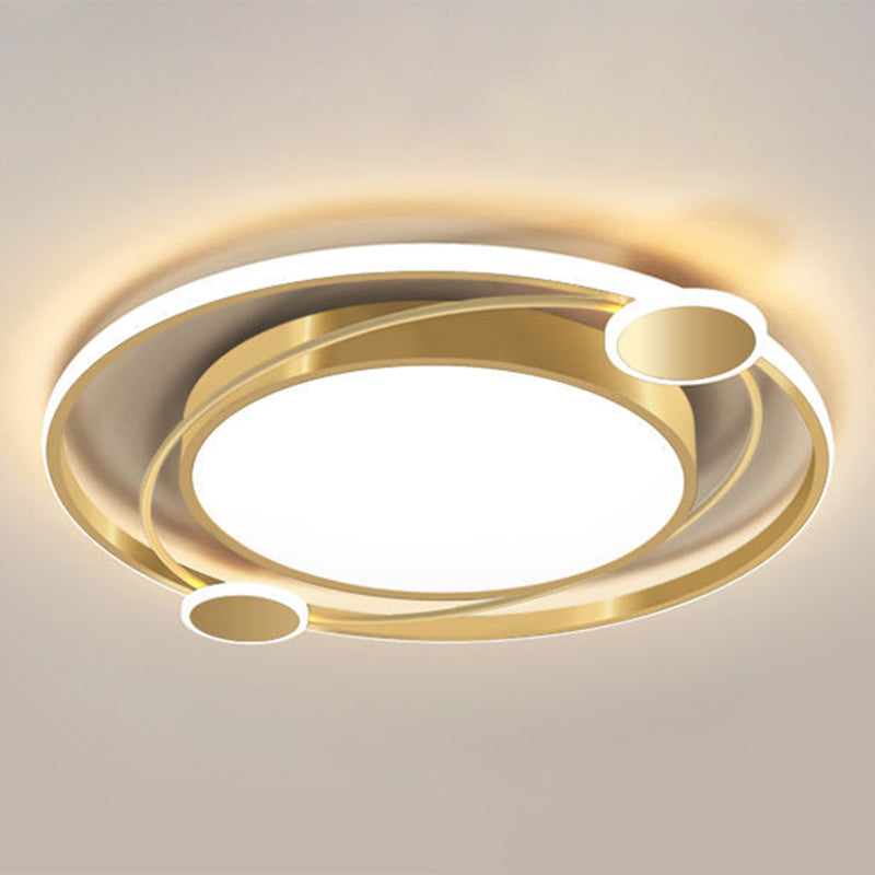 Nordic Style Planet Flush Ceiling Light Metal Living Room LED Flush Mount Lighting Fixture in Gold