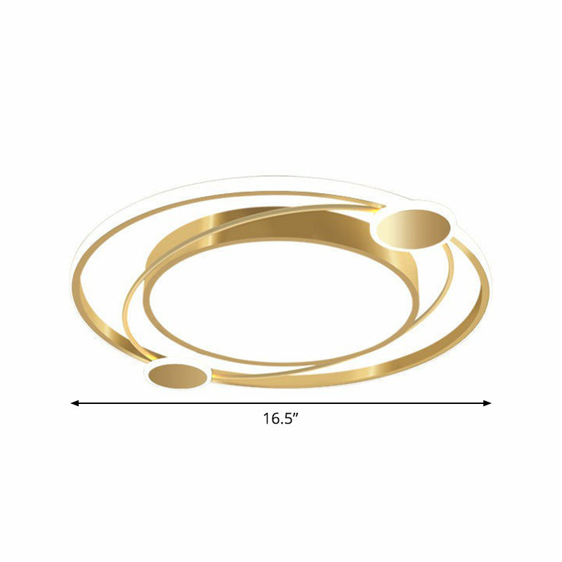 Nordic Style Planet Flush Ceiling Light Metal Living Room LED Flush Mount Lighting Fixture in Gold