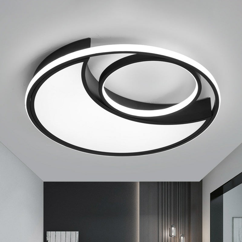 Crescent Bedroom LED Flush Mount Light Acrylic Simplicity Flush Mount Ceiling Light in Black
