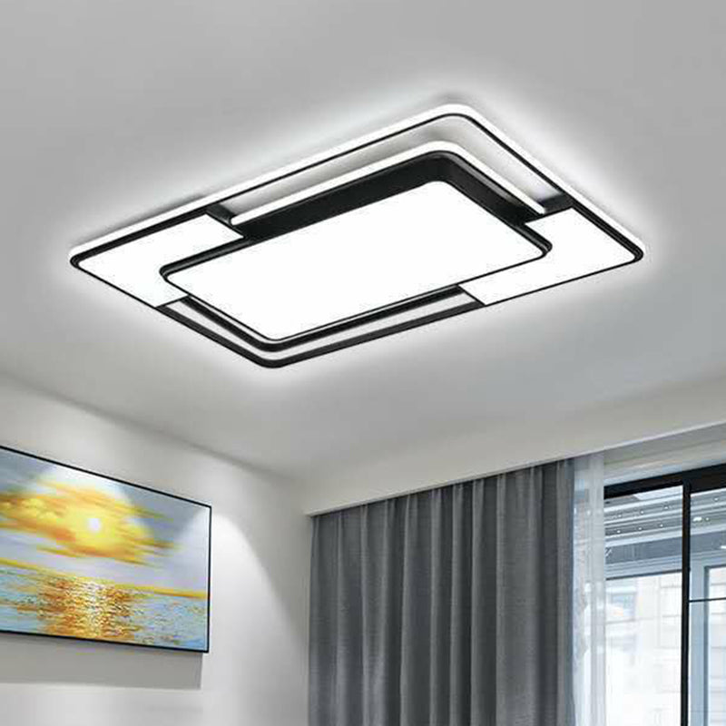 Modern Style Geometric Flush Light Metal Living Room LED Flush Ceiling Light Fixture in Black