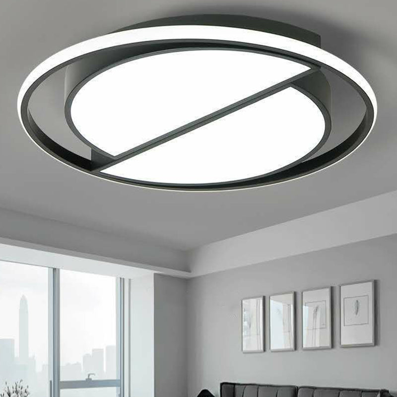 Modern Style Geometric Flush Light Metal Living Room LED Flush Ceiling Light Fixture in Black