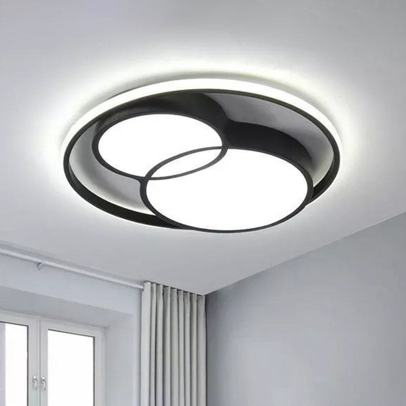 Modern Style Geometric Flush Light Metal Living Room LED Flush Ceiling Light Fixture in Black