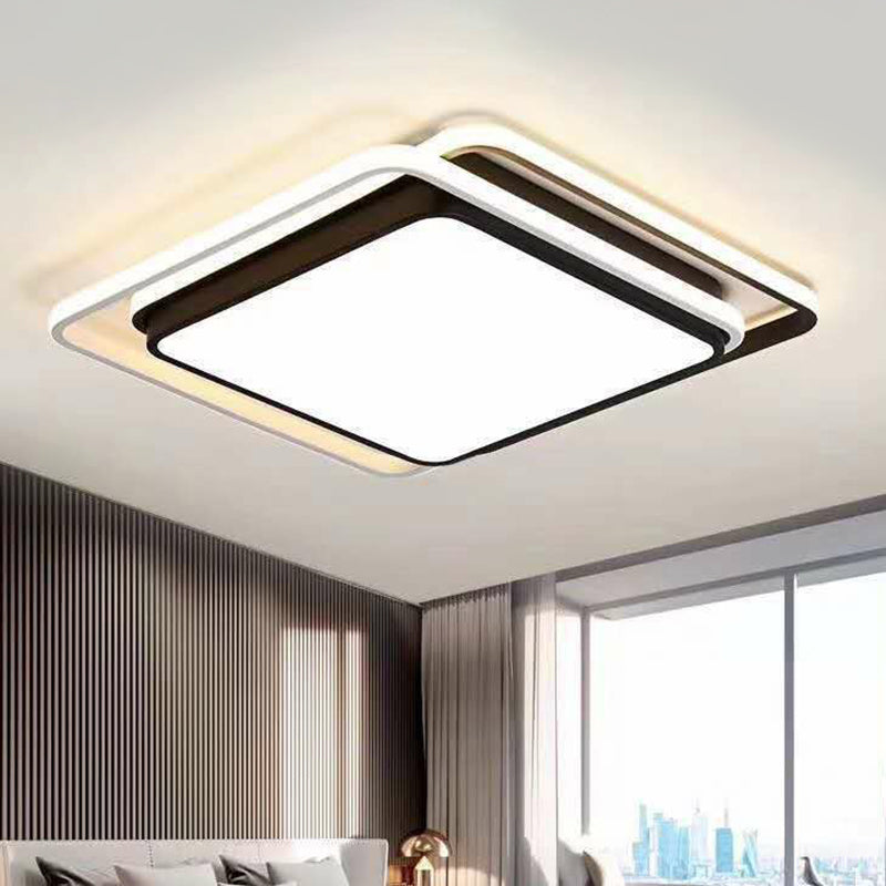 Modern Style Geometric Flush Light Metal Living Room LED Flush Ceiling Light Fixture in Black