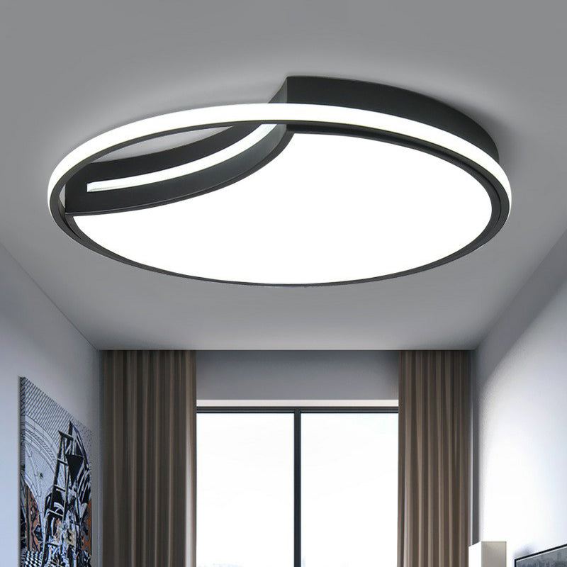 Circulaire Flush Mount Lighting Minimalist Acrylique Living Room LED Flush Mount Fixture in Black