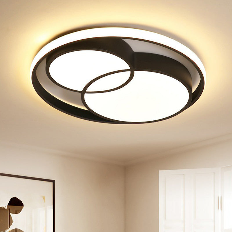 Plafonnier LED rond en aluminium de Style nordique, plafonnier noir pour chambre à coucher