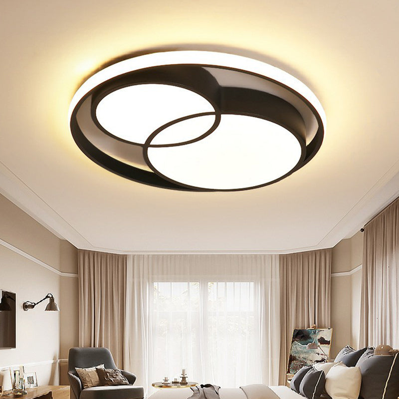 Plafonnier LED rond en aluminium de Style nordique, plafonnier noir pour chambre à coucher