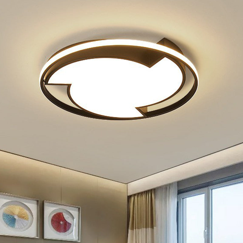 Encercler Aluminium Flush Ceiling Light Contemporary Black LED Flush Mount Lighting Fixture
