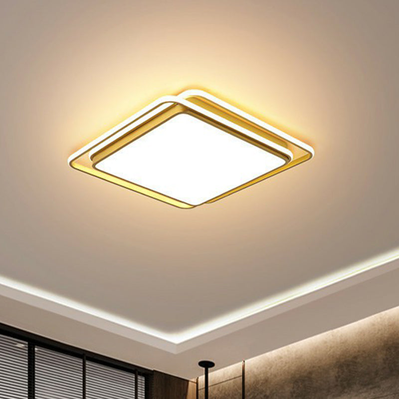 Geometrical Flush Mount Lighting Minimalist Acrylic Bedroom LED Flush Mount Fixture in Gold
