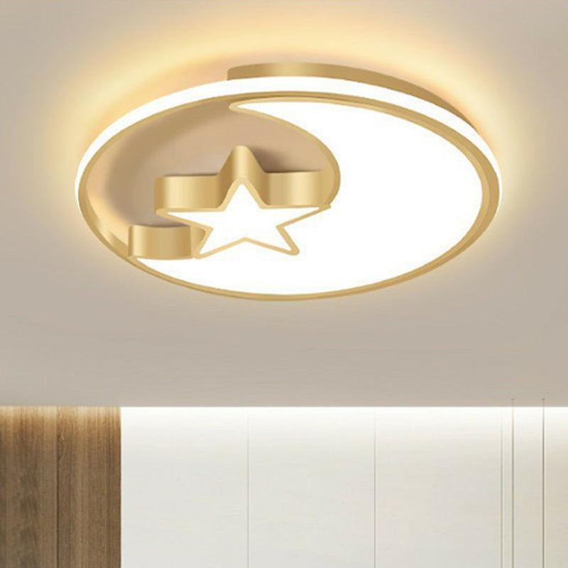 Geometrical Flush Mount Lighting Minimalist Acrylic Bedroom LED Flush Mount Fixture in Gold