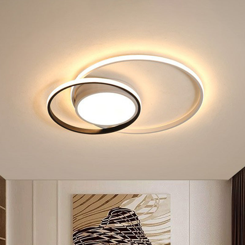 Plafonnier encastré rond ultra fin en acrylique, luminaire contemporain à LED noir