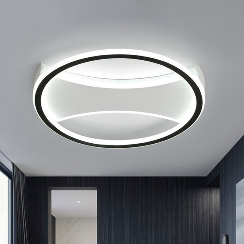 Plafonnier encastré rond ultra fin en acrylique, luminaire contemporain à LED noir
