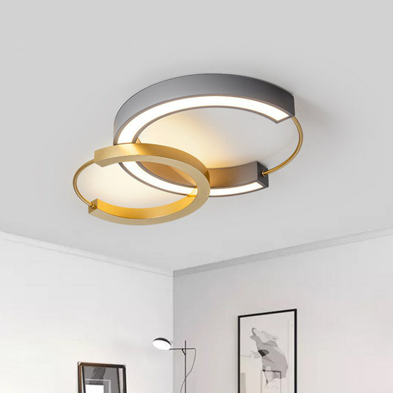 Plafonnier LED en métal avec anneau de style moderne, luminaire décoratif de plafond, idéal pour un salon, en or