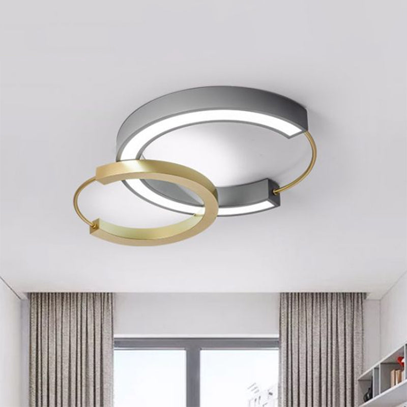 Plafonnier LED en métal avec anneau de style moderne, luminaire décoratif de plafond, idéal pour un salon, en or