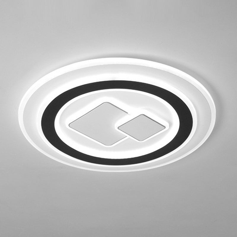 Plafonnier encastré géométrique en acrylique, luminaire contemporain à LED noir