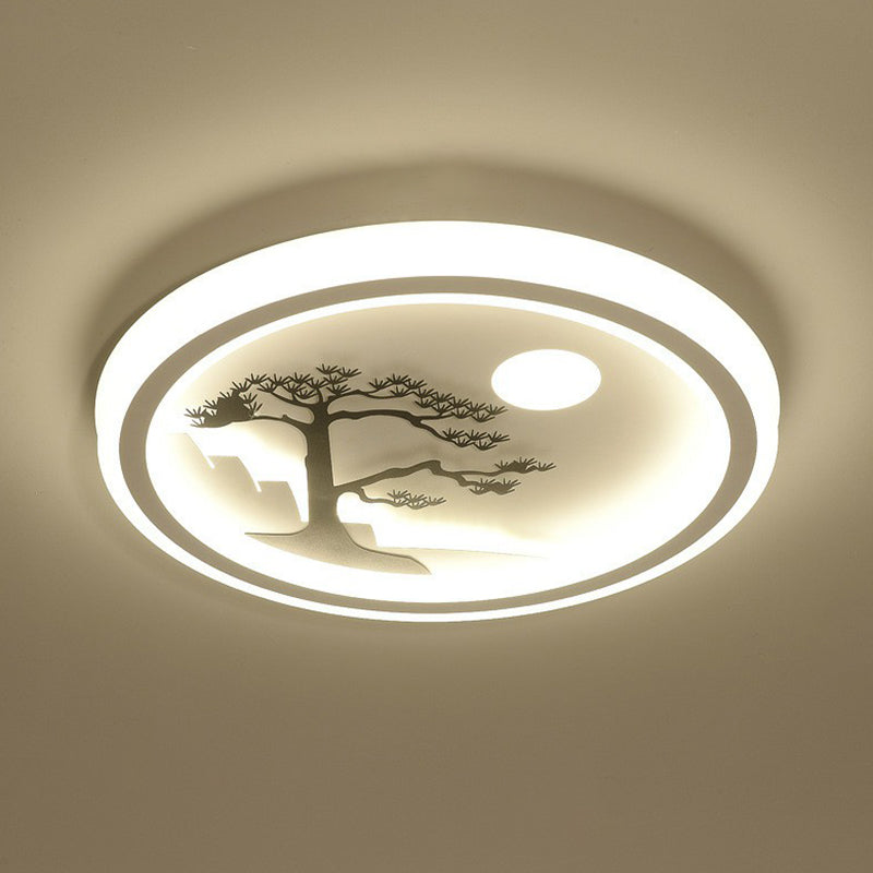 Plafonnier circulaire pour chambre à coucher en métal de style nordique, luminaire LED à encastrer en blanc