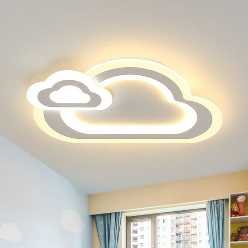 Acrylique Shaded Flush Mount Lighting Kids Style LED White Flush Mount Fixture for Bedroom