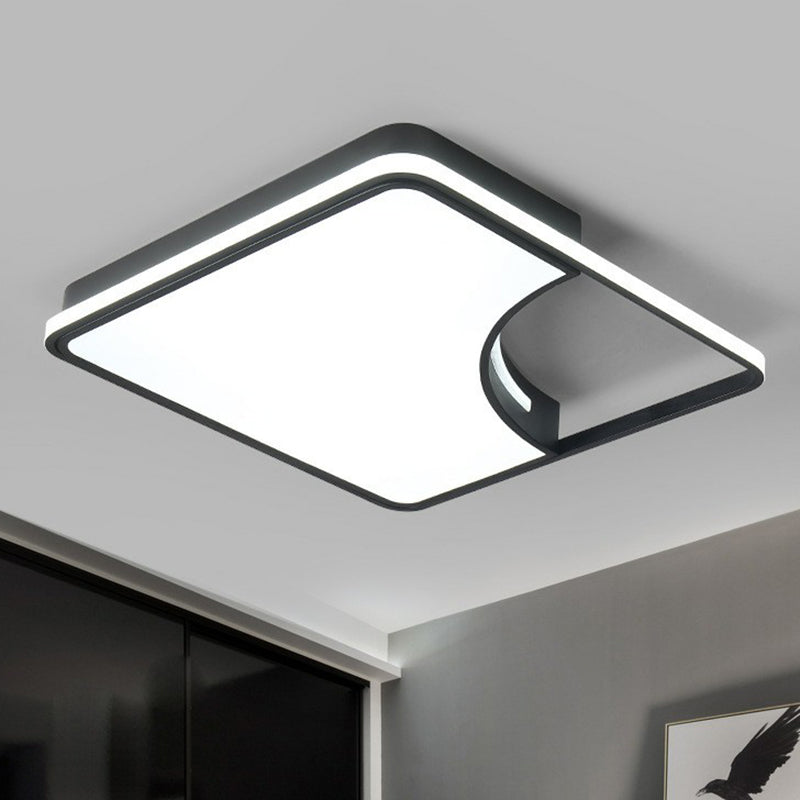Plafonnier encastré carré moderne chambre en métal LED encastré luminaire, noir