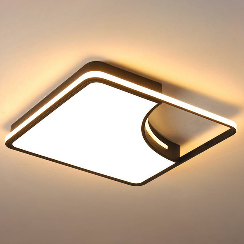 Plafonnier encastré carré moderne chambre en métal LED encastré luminaire, noir